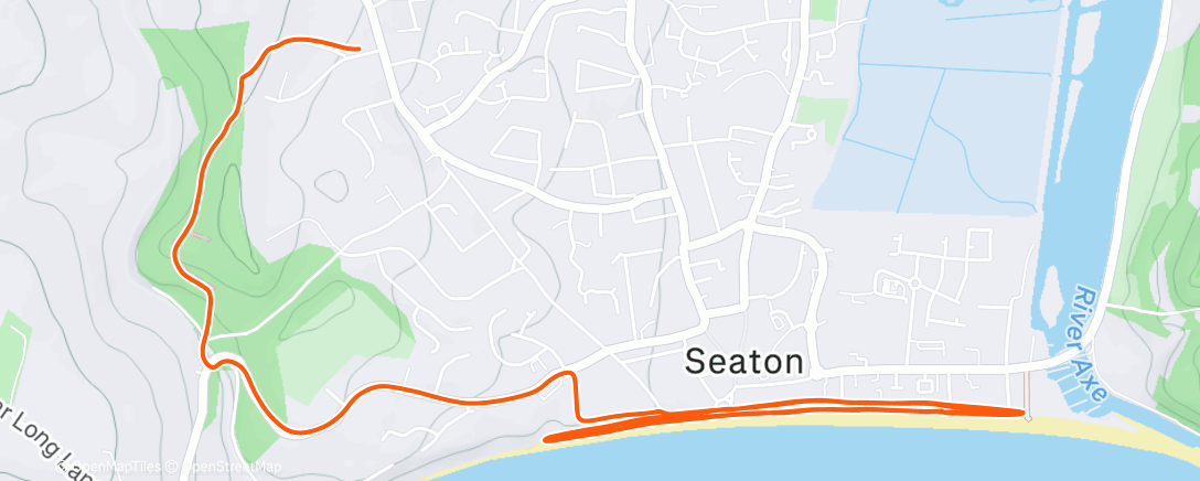 Map of the activity, Seafront run with Steph and then a run home up the hills and through the woods