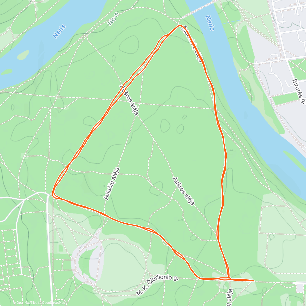 Map of the activity, Vingis parkrun, Vilnius, Lithuania - parkrun tourism for my 401st parkrun