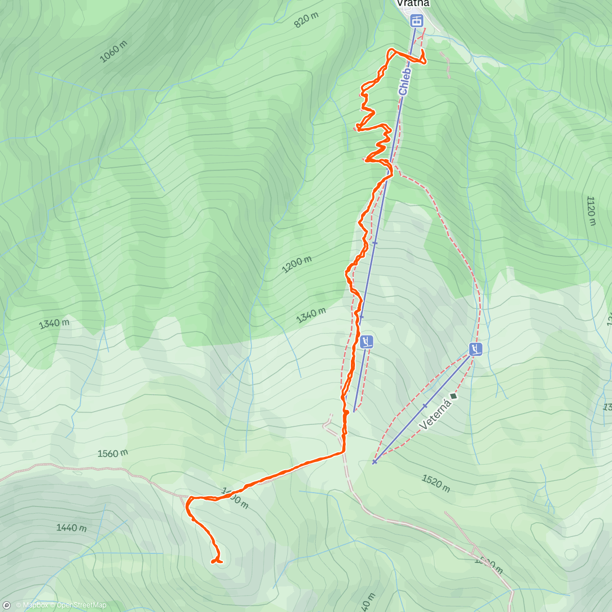 Map of the activity, Veľký Kriváň