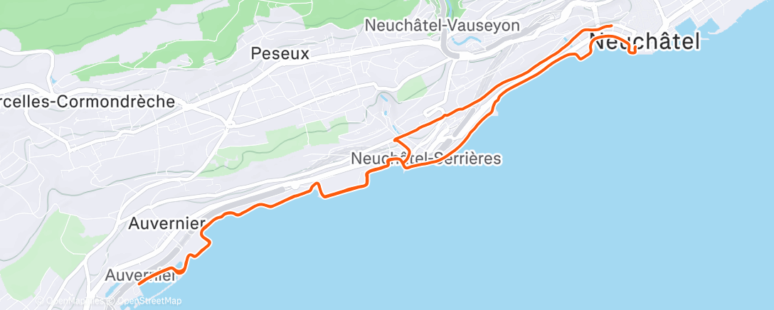 Map of the activity, Course à pied le midi