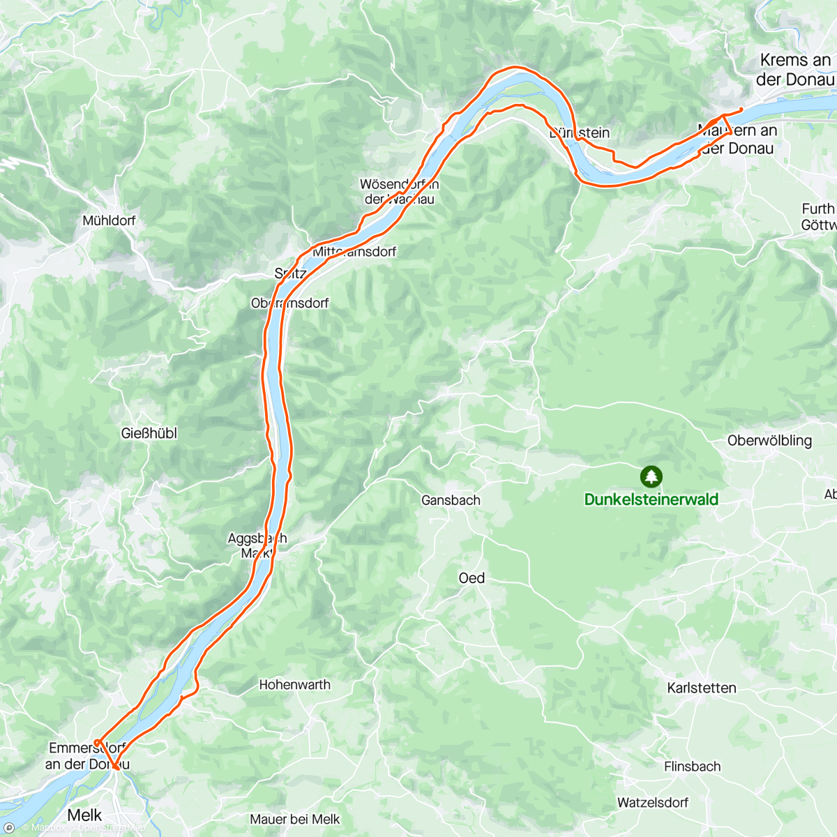 Mapa de la actividad, Donauradweg | Krems - Melk