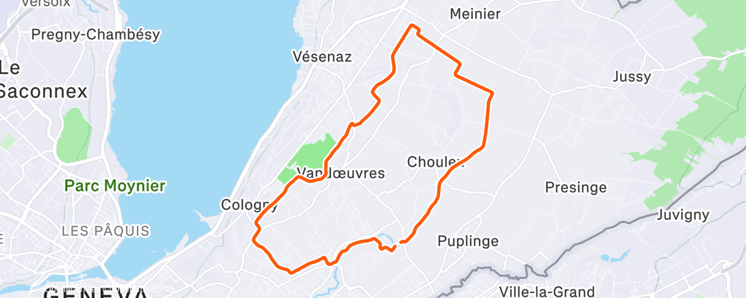 Map of the activity, Course à pied le midi