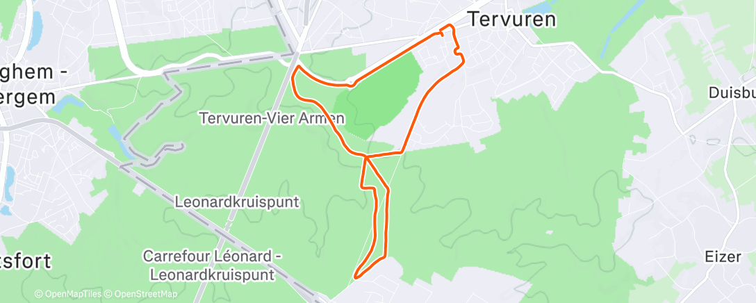 Map of the activity, Course à pied dans l'après-midi