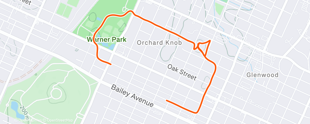 Map of the activity, Afternoon Run