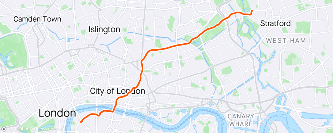 Map of the activity, Waterloo to Stratford office