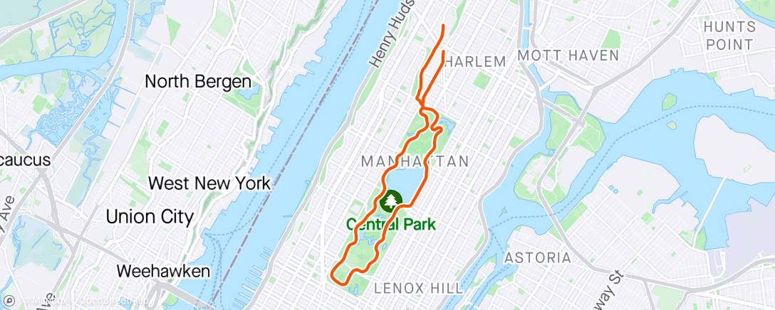 Map of the activity, Central Park 10k Tempo