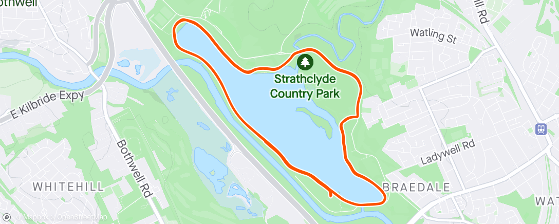 Mappa dell'attività Strathclyde Park (not so) Half Marathon