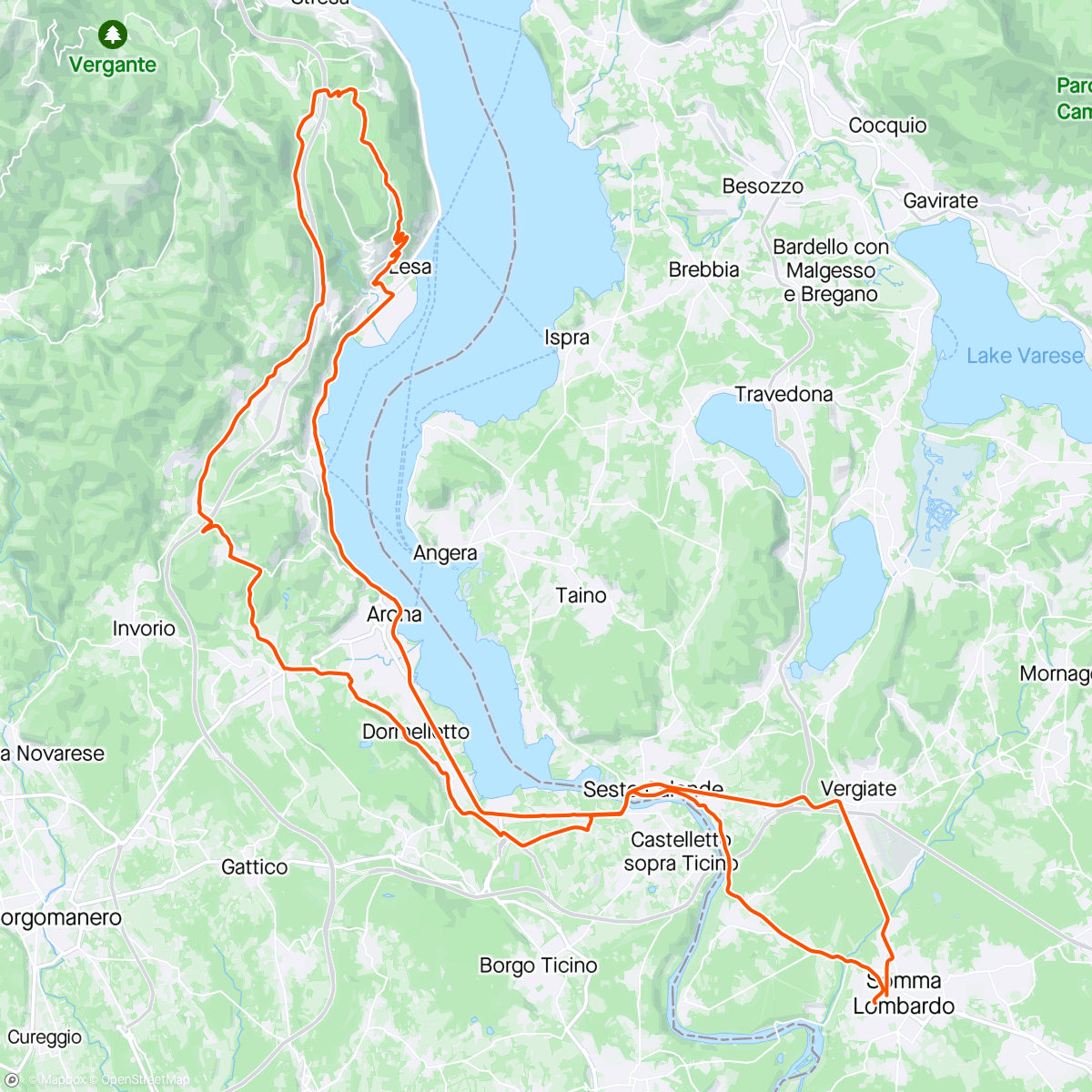 Map of the activity, Giro dell'ora di pranzo Calogna