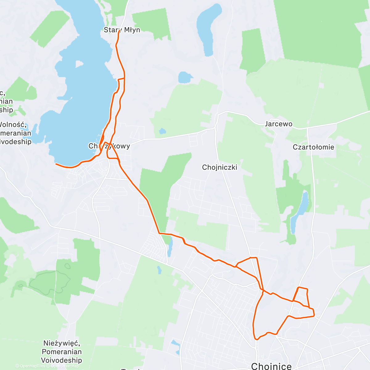 Map of the activity, Long + parkrun Charzykowy #27 🚂🌳