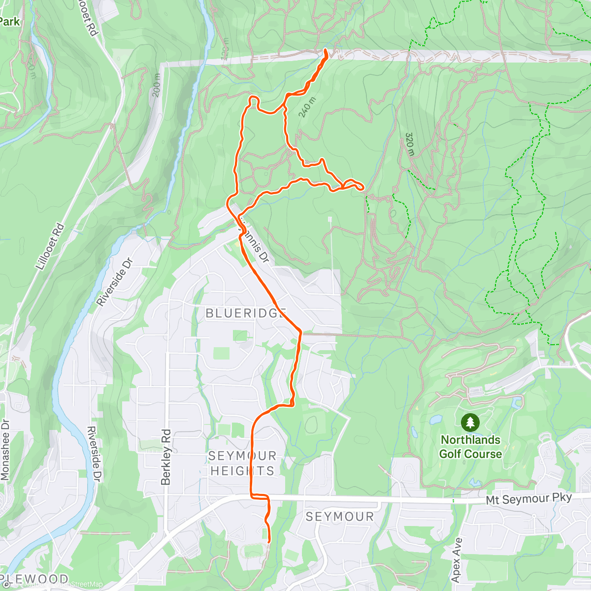 Map of the activity, Afternoon Trail Run