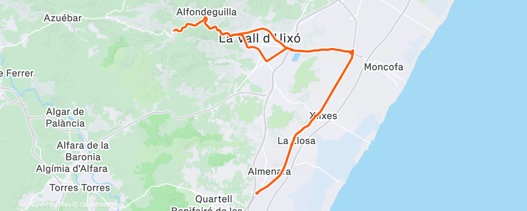 Map of the activity, Vuelta ciclista a la hora del almuerzo