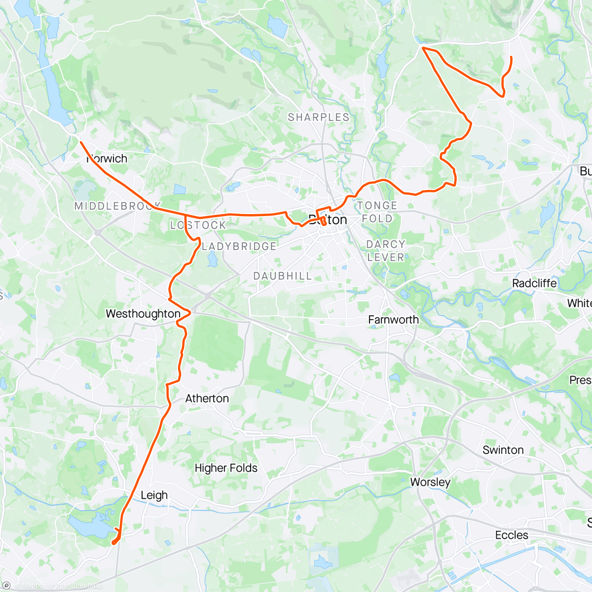 Map of the activity, ROUVY - Bolton Route 70.3