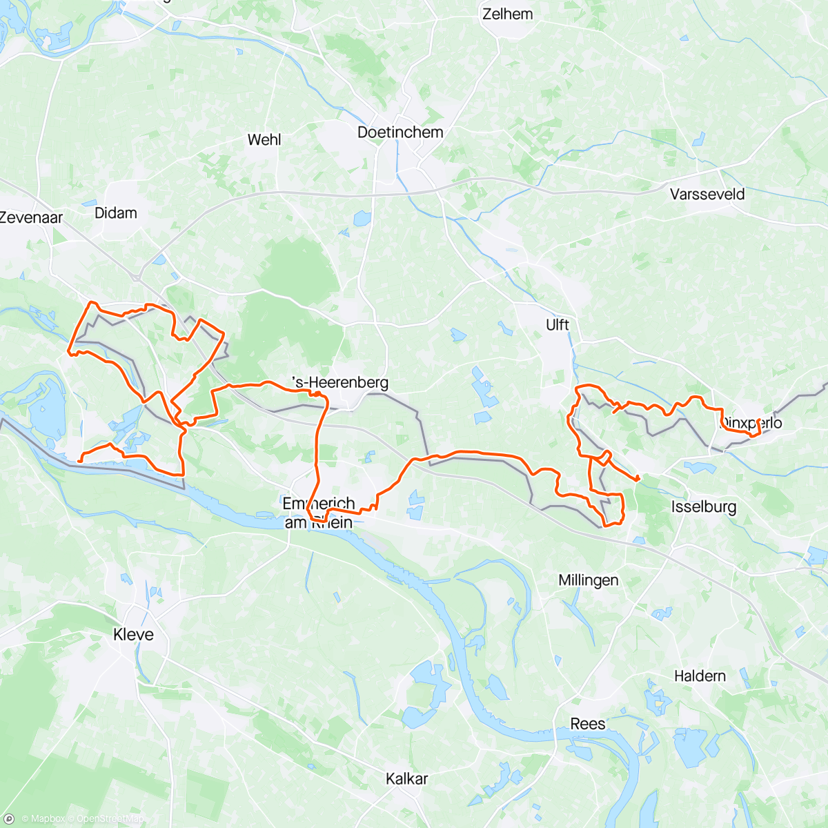 Carte de l'activité Grenstocht, etappe 5. Prachtige gravelrit. Samen met Beu-Lent en Tolkamer - Beuningen 128 km totaal. ☺️ Samen met Willy de Waal.