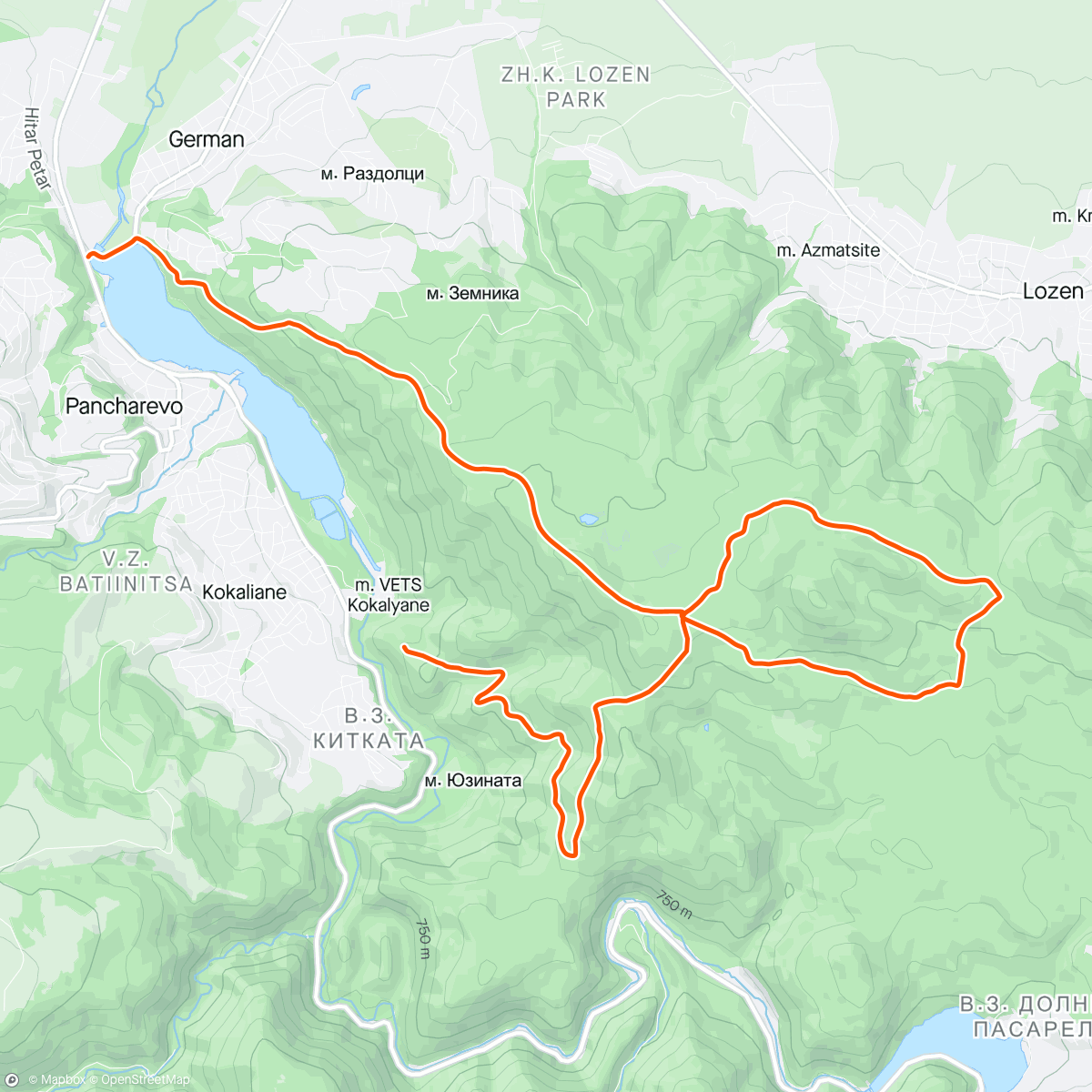 Map of the activity, Обиколка на Лозенска планина - 20км