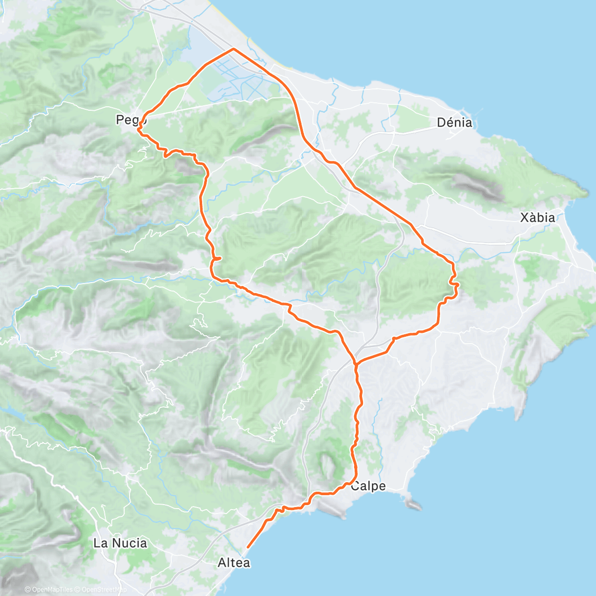 Map of the activity, Cycling