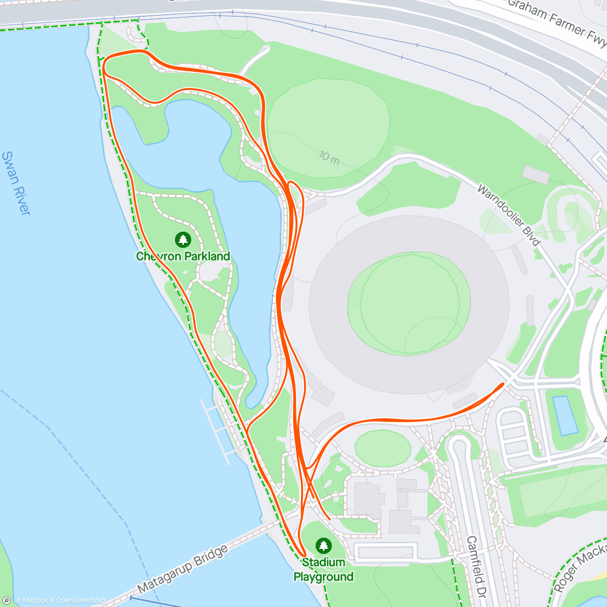 Map of the activity, Burswood Park parkrun