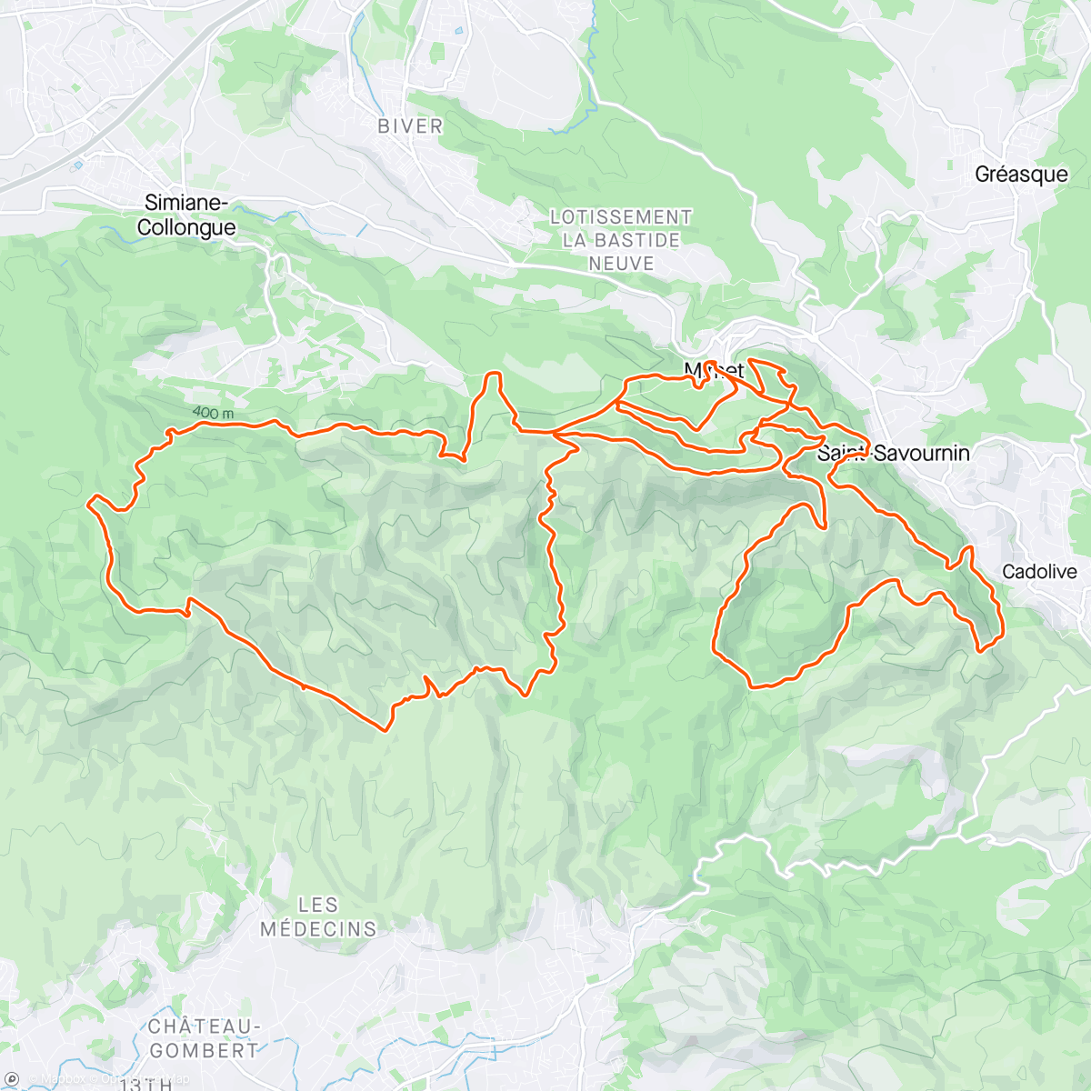 Map of the activity, Trail de Mimet 47 kms