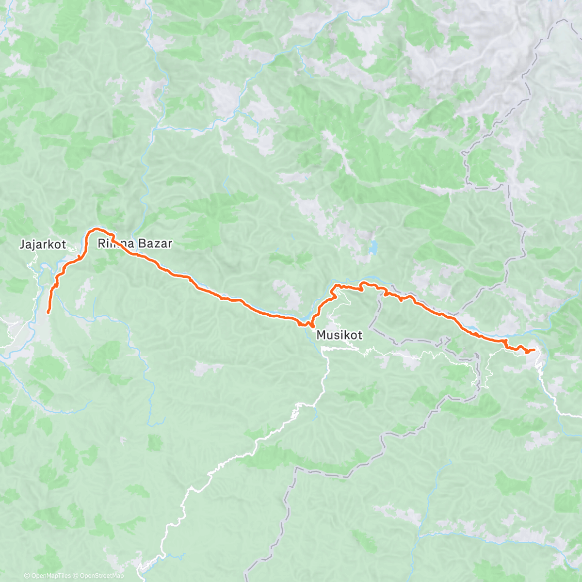 Map of the activity, Day 4: Cycling to fundraise for Cancer treatment (Rukumkot- Chaurhajari)
