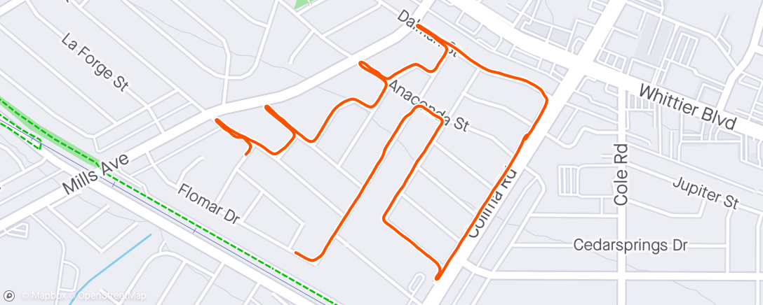 Map of the activity, Hump day run
