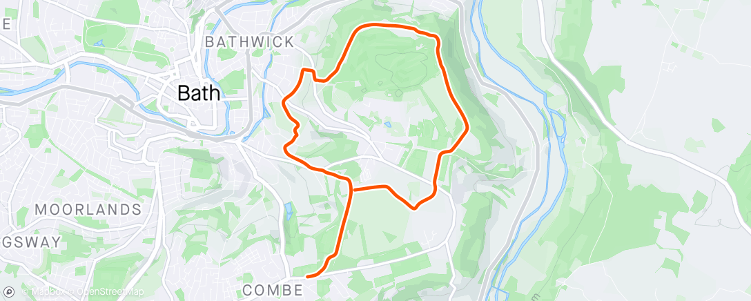 Map of the activity, Morning Run after Parkrun doing the Bath Skyline