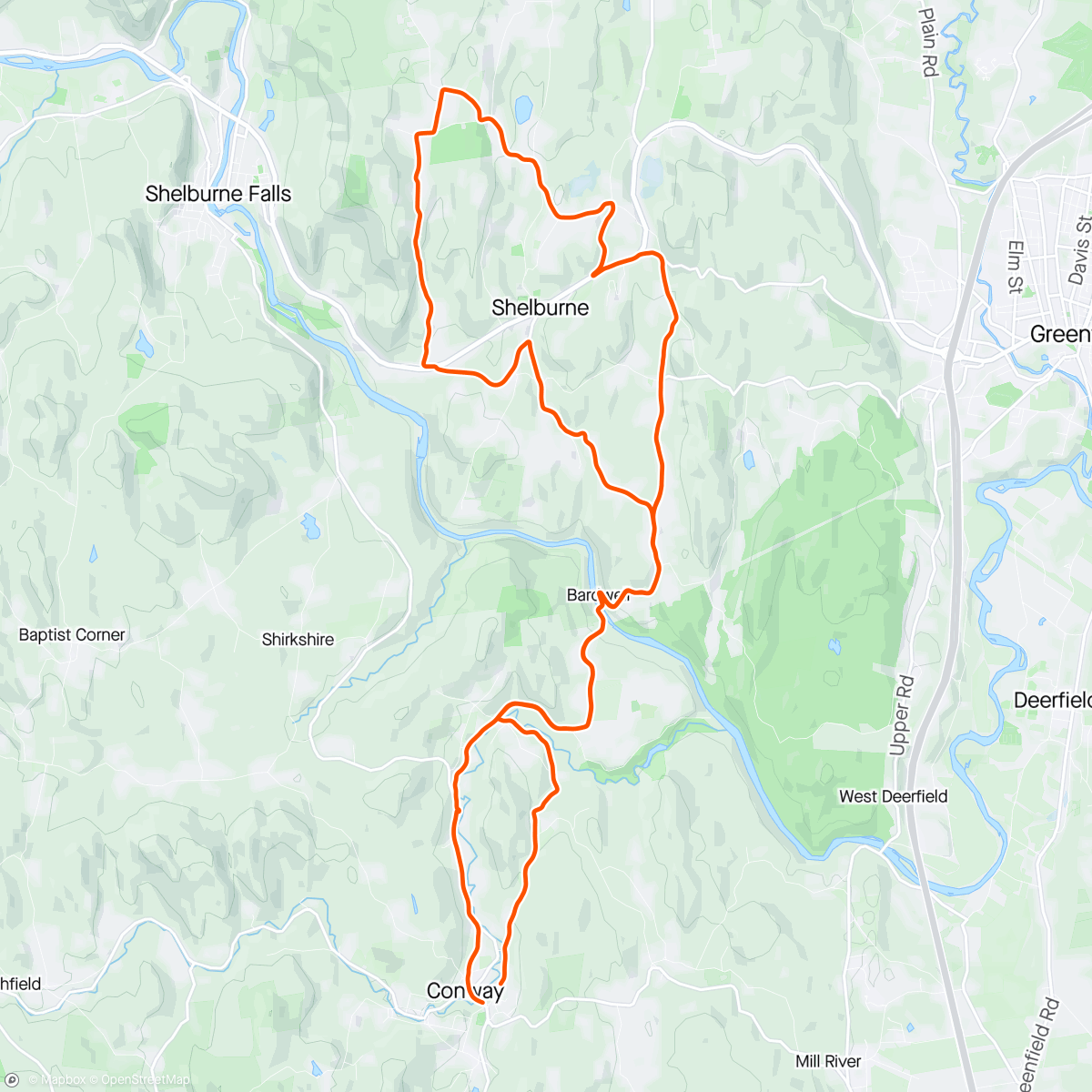 Map of the activity, Slow and scenic. AKA recovery ride