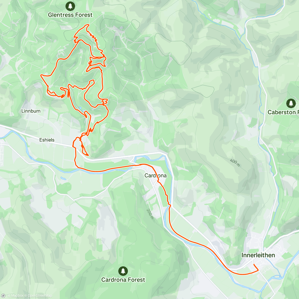 Map of the activity, Glentress