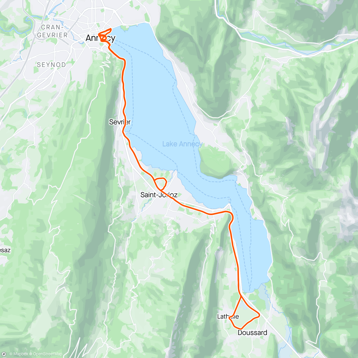 Map of the activity, Marathon Annecy avec petite prépa et heureux du chrono de mon Lucas 2h42’🍻🍻