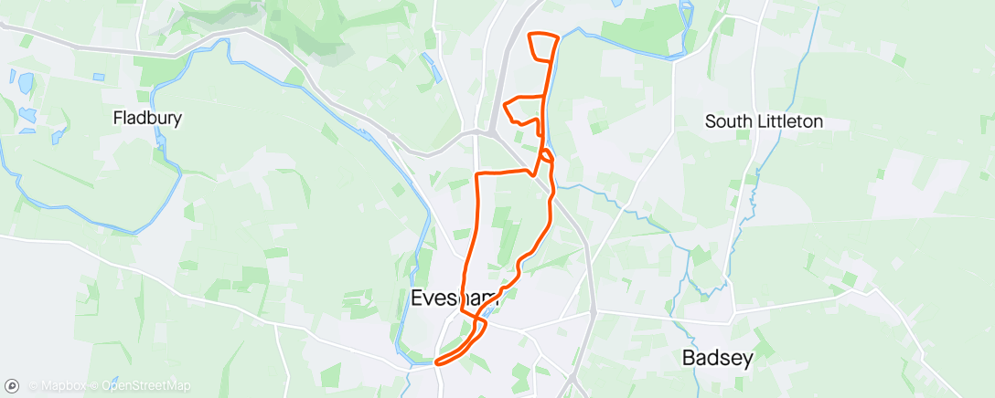 Map of the activity, The Vale of Evesham circular walk