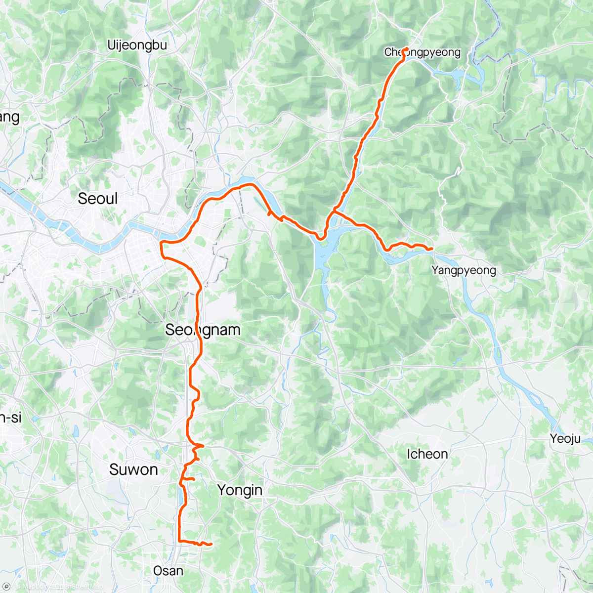 Map of the activity, To Chuncheon