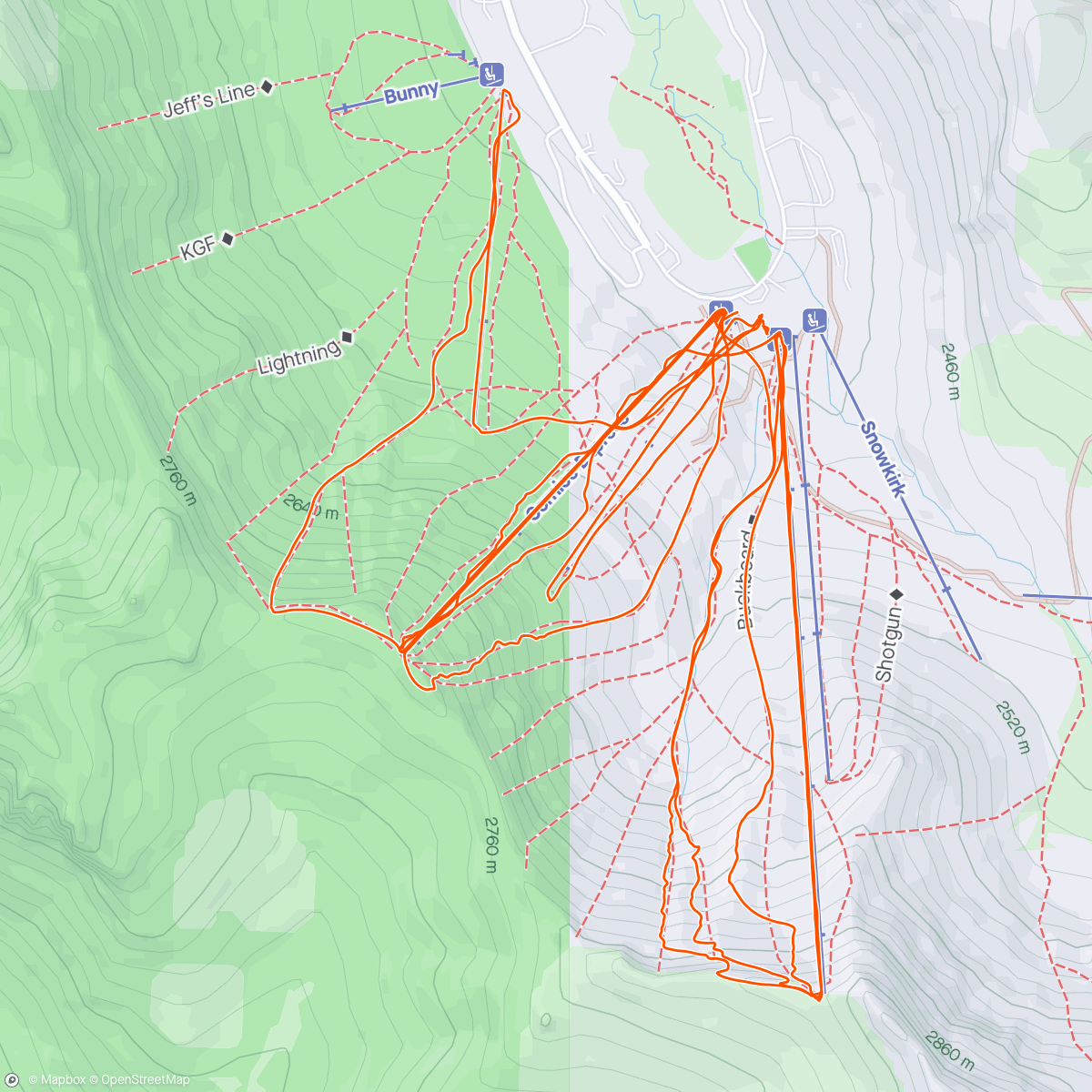 Map of the activity, last day of the season
