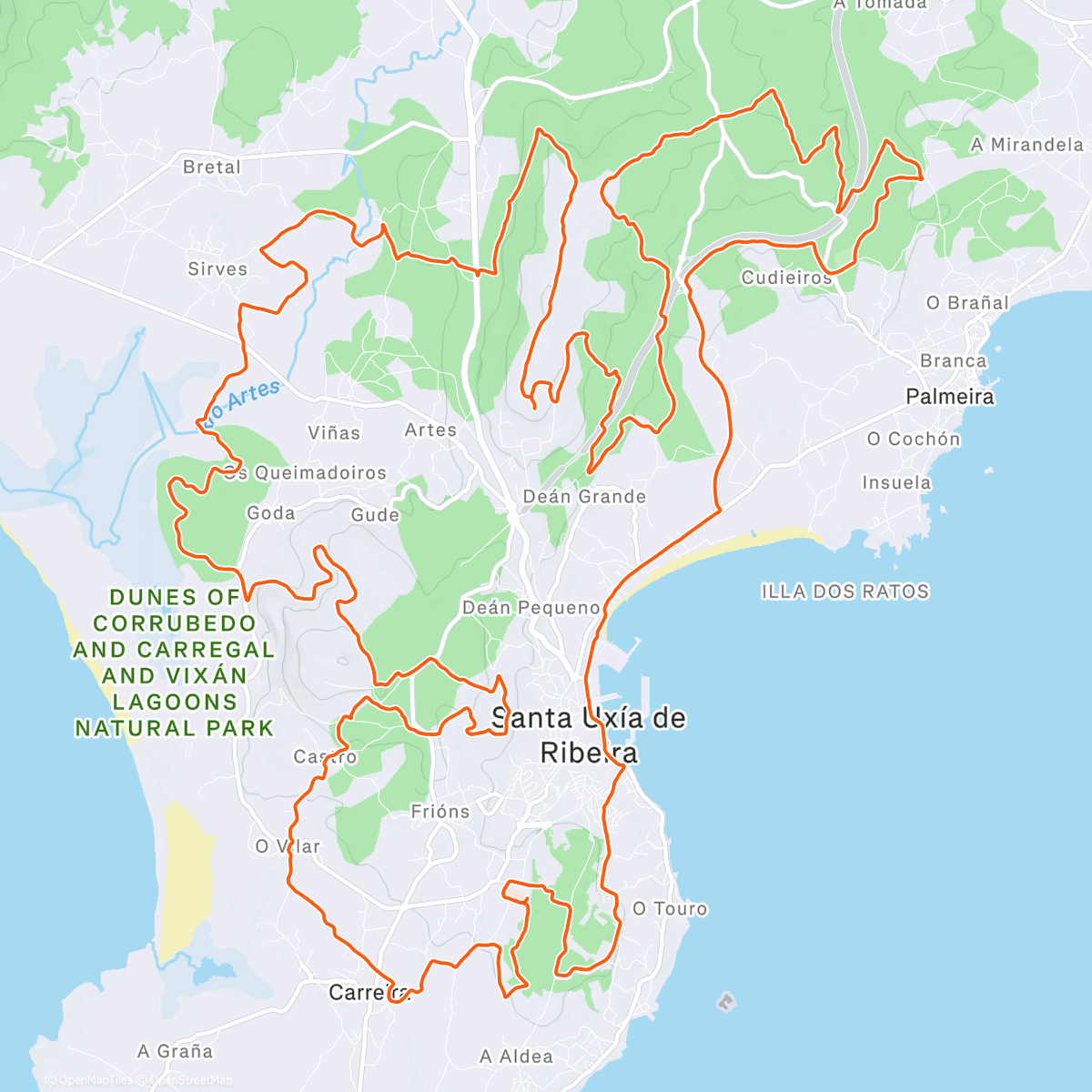 Map of the activity, XV  BTT RUTA DO NADAL