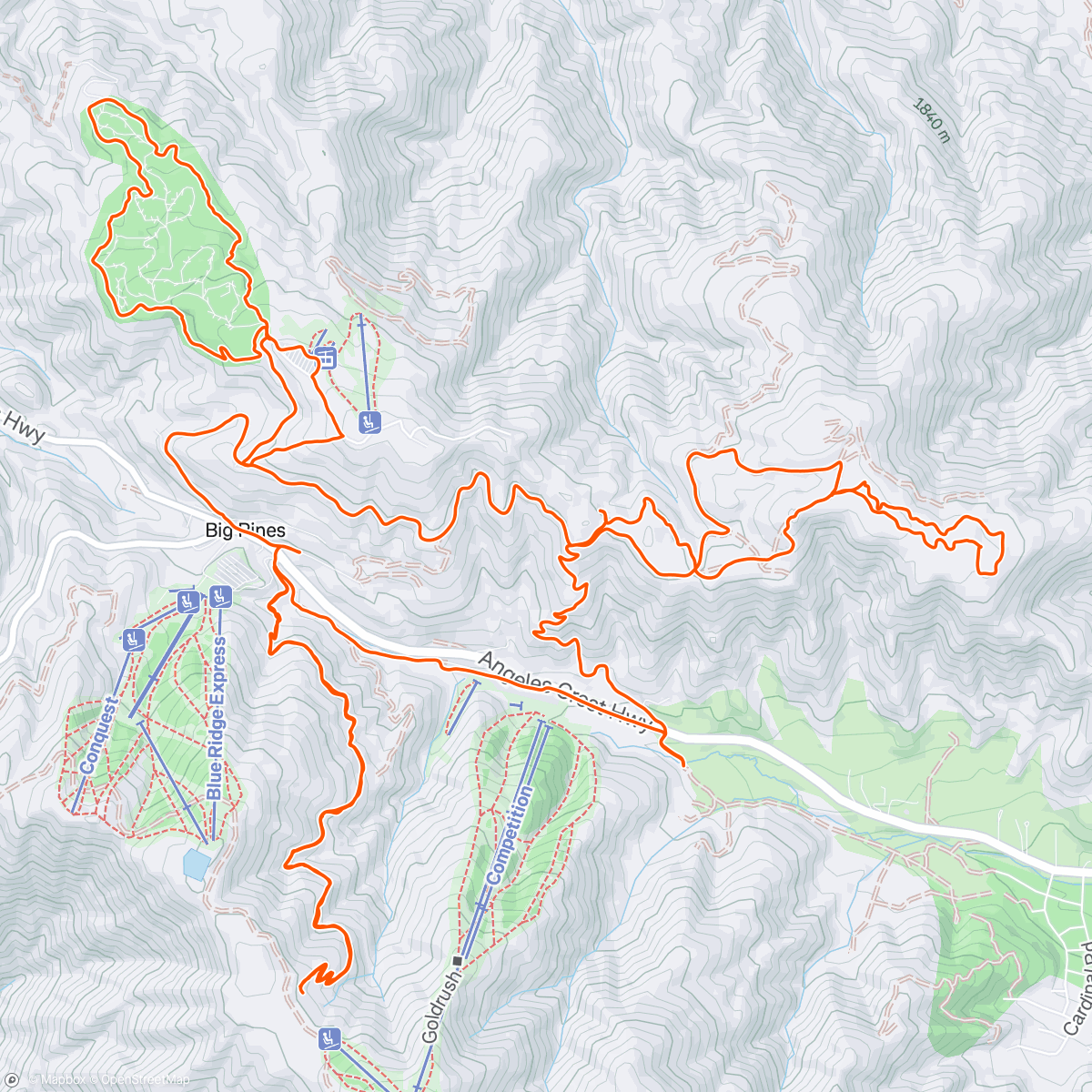 Map of the activity, Wrightwood: Table Mtn Loop