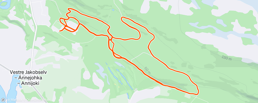 Map of the activity, 4×10min + 7min skate I3 (1-2min p)🌨😵