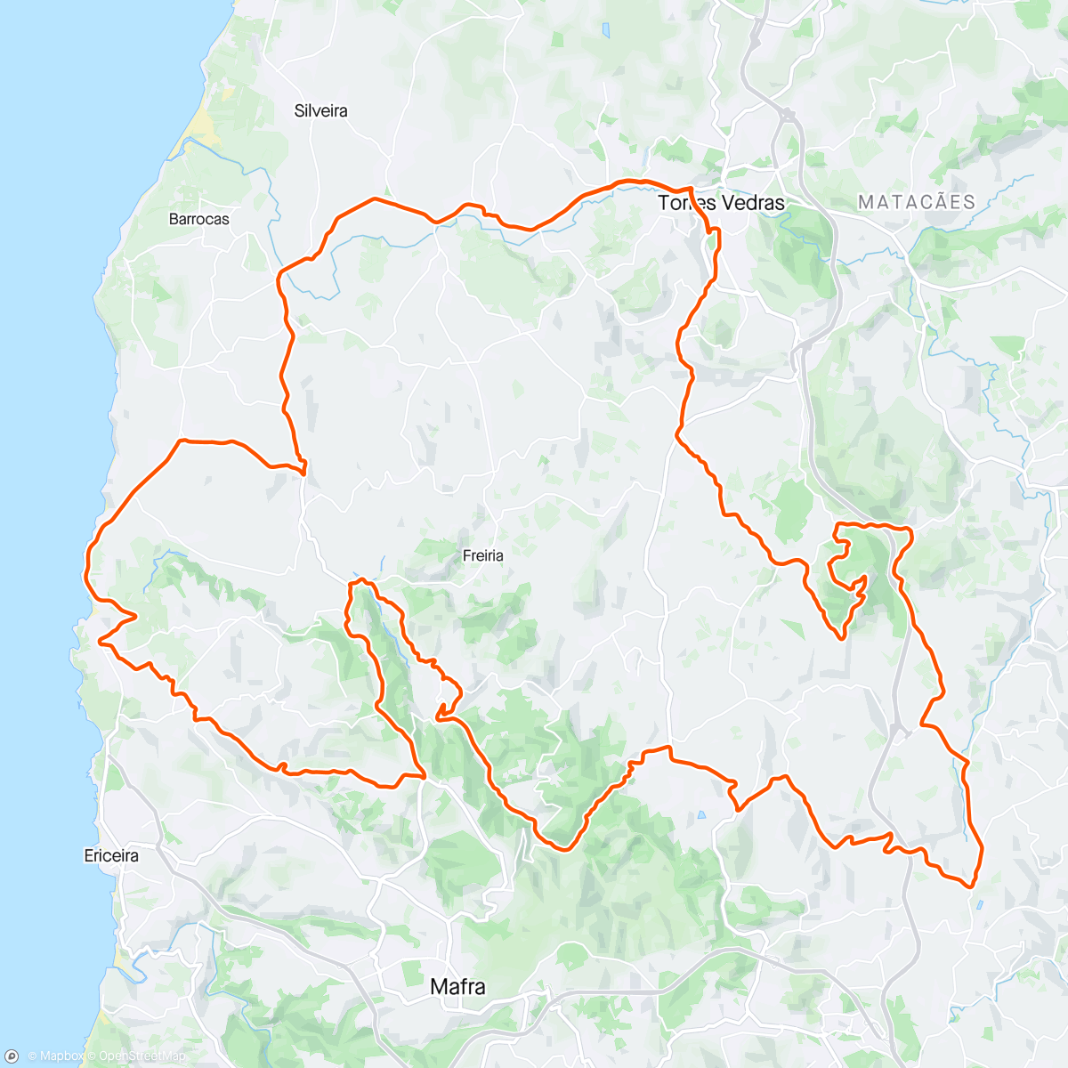 Map of the activity, Médiofondo Torres Vedras mais uns pozinhos para completar 100Km