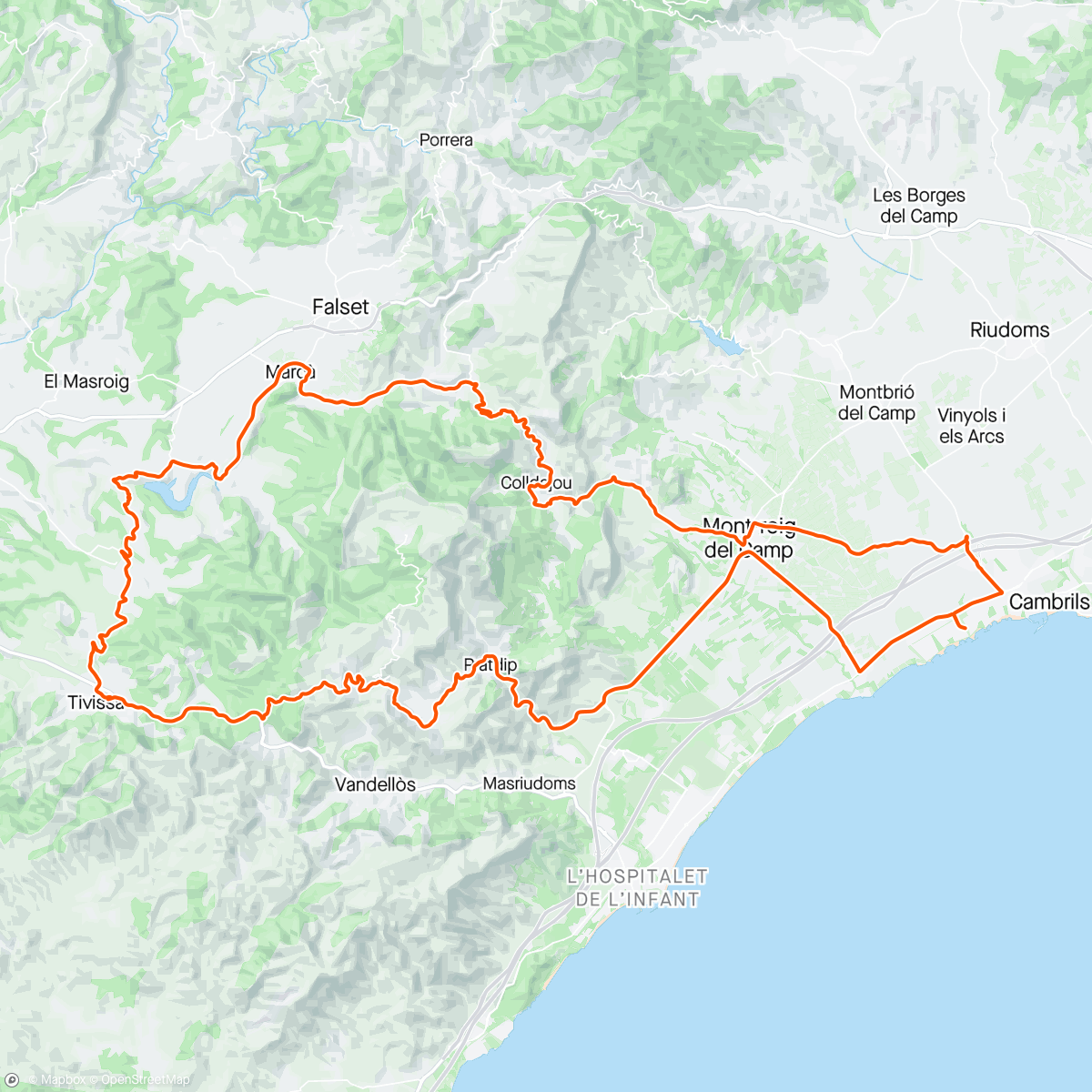 Karte der Aktivität „Coll Roig - Tivissa - Coll de Fatxes”