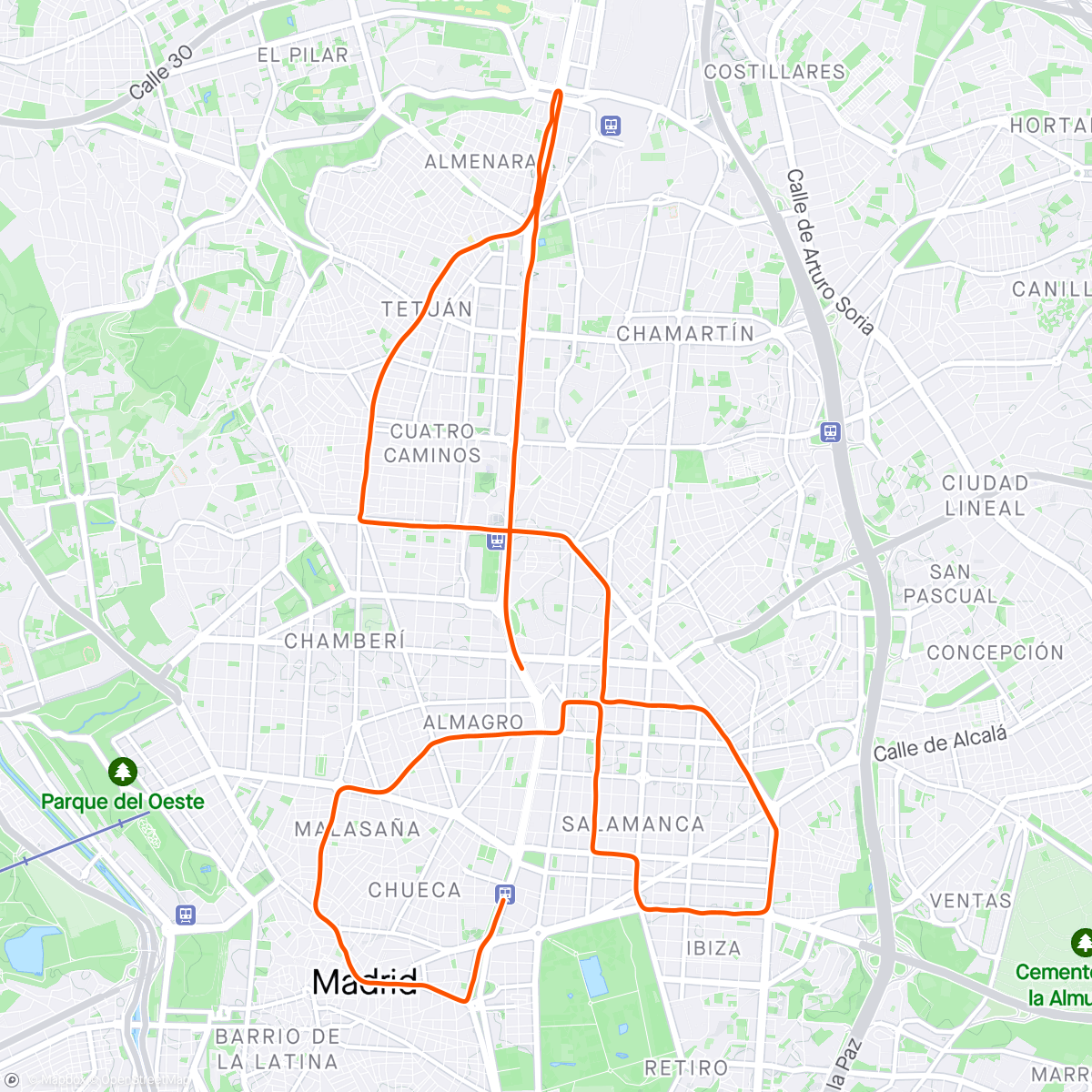 アクティビティ「46 Zurich RNR Running Series Madrid Half Marathon 2024 🤟🏼」の地図
