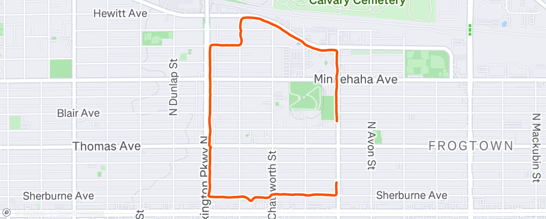 Map of the activity, Afternoon Run