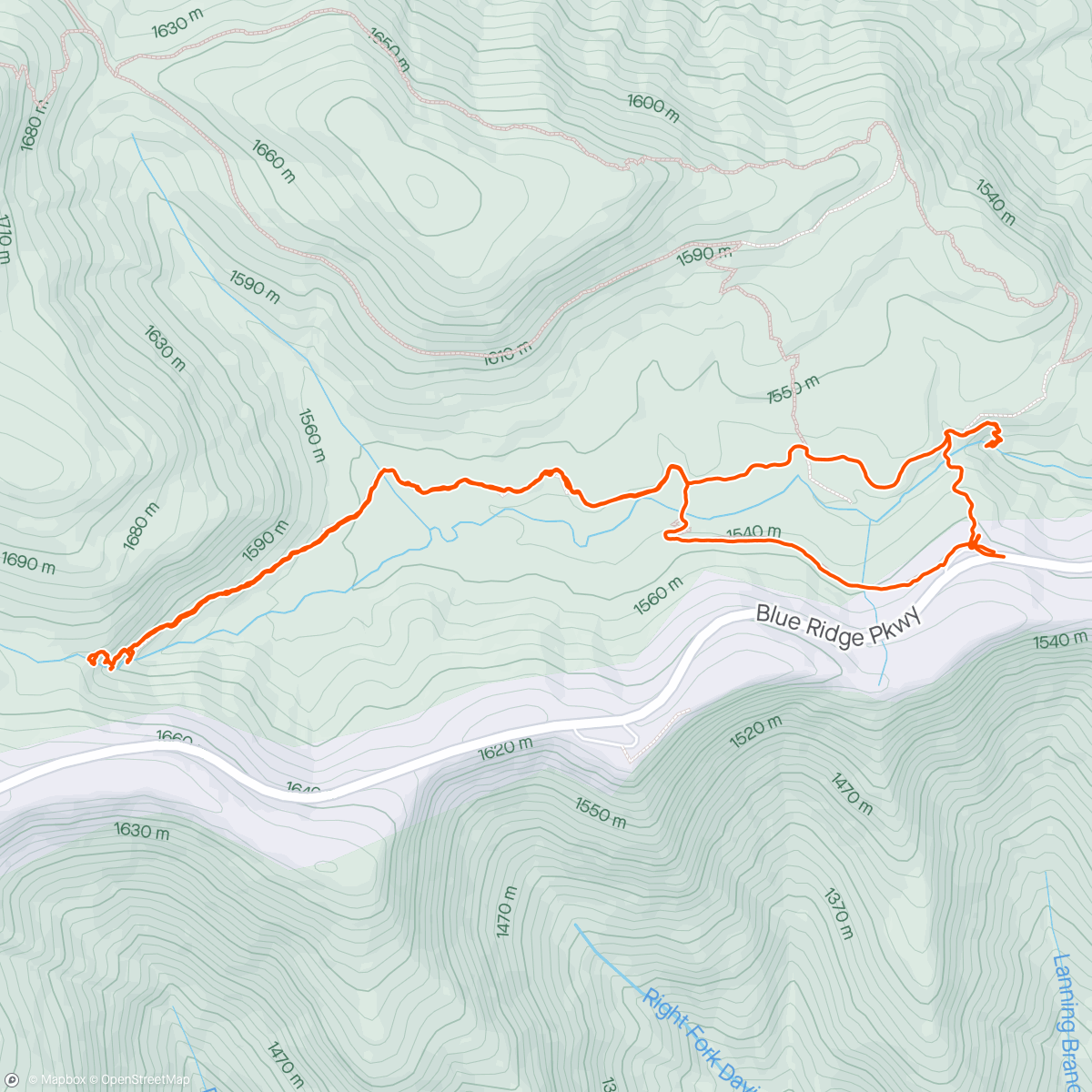 Map of the activity, Graveyard Fields - Mt Pisgah National Forest