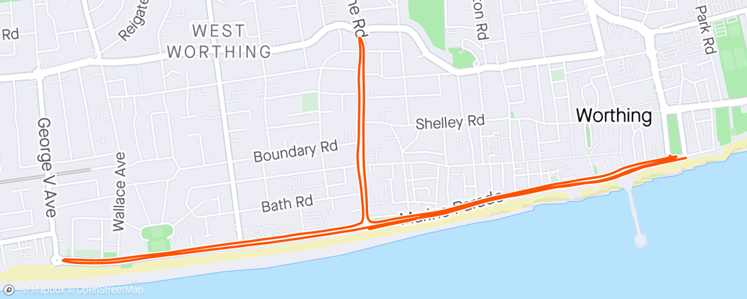 Map of the activity, Worthing Run-Fest 10k