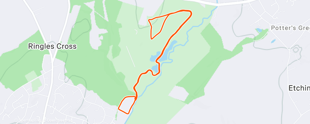 Map of the activity, Christmas Park Run - Uckfield with the gang