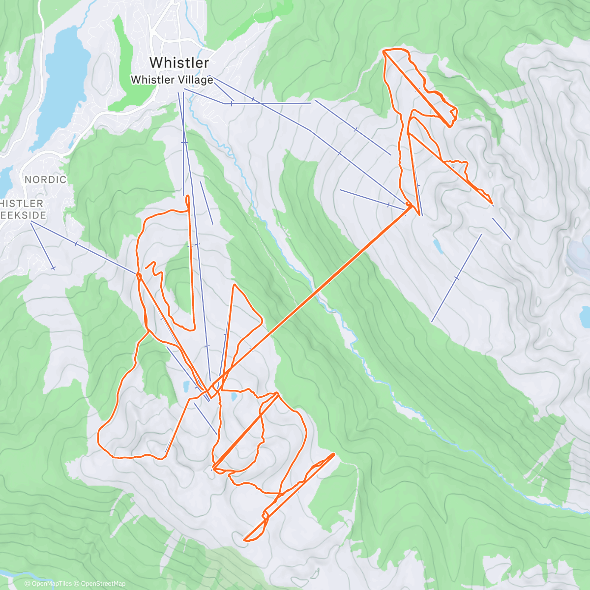 Map of the activity, Whistler day 3