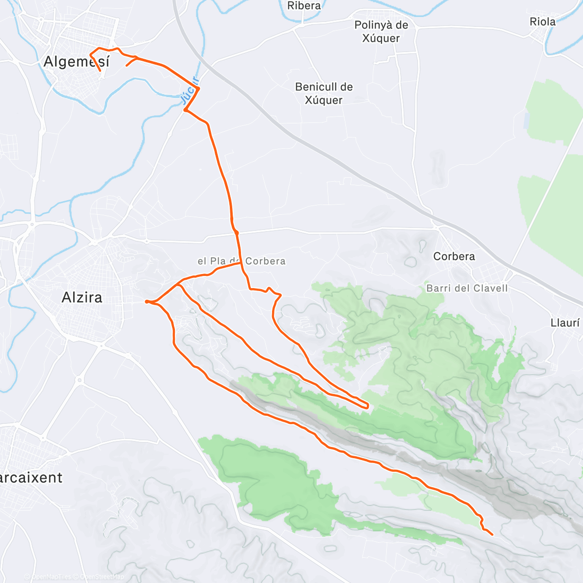 Карта физической активности (Bicicleta de montaña por la tarde)