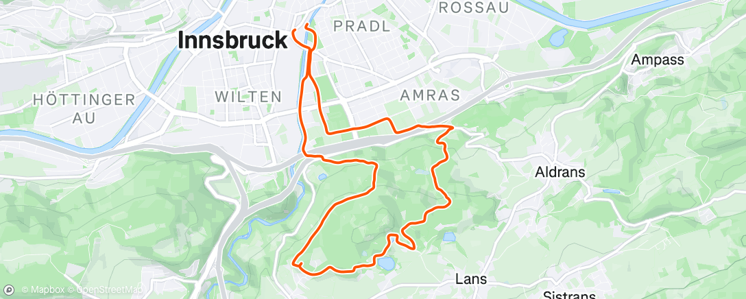 Map of the activity, Evening Trail Run - sunset