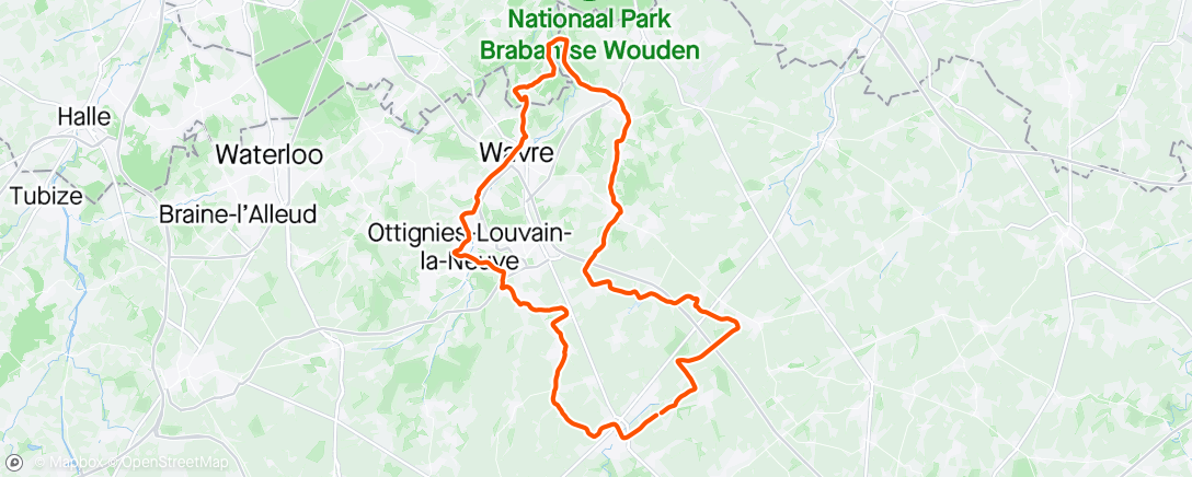 Mappa dell'attività 20240427 Morning Ride Gembloux, Wallonie 🌧