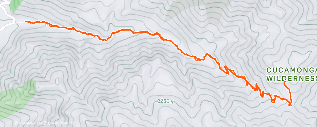 Map of the activity, Icehouse Canyon to saddle