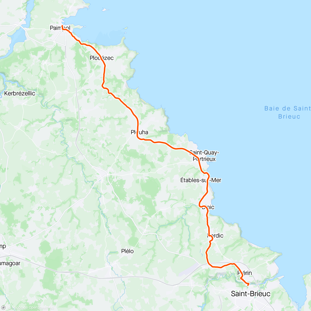 Carte de l'activité Kinomap - 🚴🏼‍♂️ Stage 2 Tour de France 2021 😍 tronçon Paimpol - Saint-Brieuc