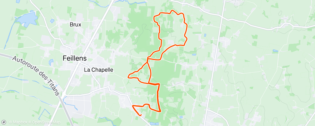 Map of the activity, Course à pied le matin