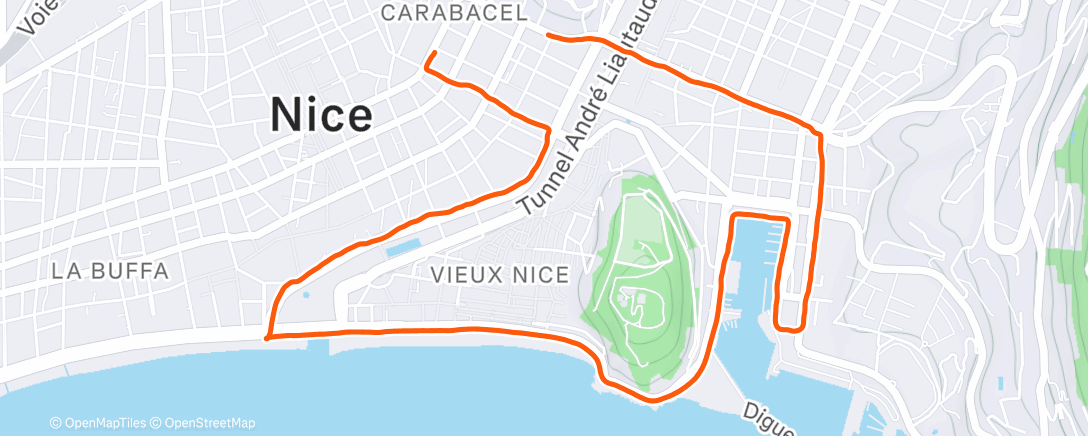 Map of the activity, Afternoon Run