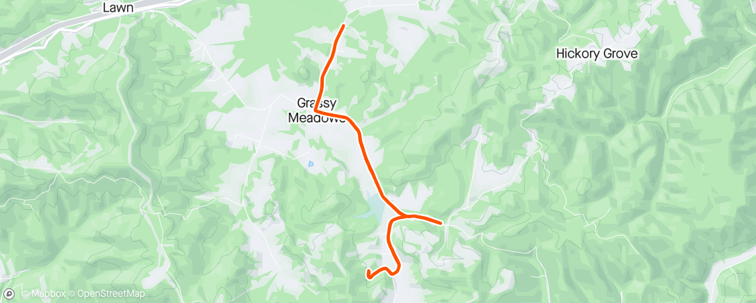 Map of the activity, Feeling like I could run forever the beautiful hills of WV! 41 degrees & I was sweating. Sooo different than SC. Chased a bit by a dog but great run yet again.