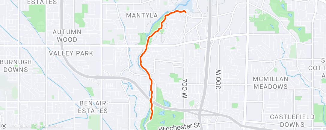 Map of the activity, Workout Run